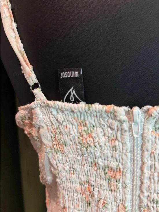 Smocked Floral Spaghetti Strap Mini Dress by JOSUIM - Picture 3 of 3